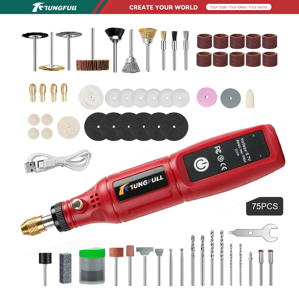 Power Tools Sheets - TUNGFULL 3,7 V kabelloses Rotationswerkzeug, USB