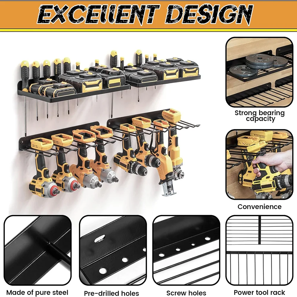 Power Tools On Pegboard - Elektrowerkzeug-Wandhalterung, robustes Stecktafel-Wandaufbewahrungswerkzeug-Set, Bohrer, Schraubendreher, Aufbewahrungsregal