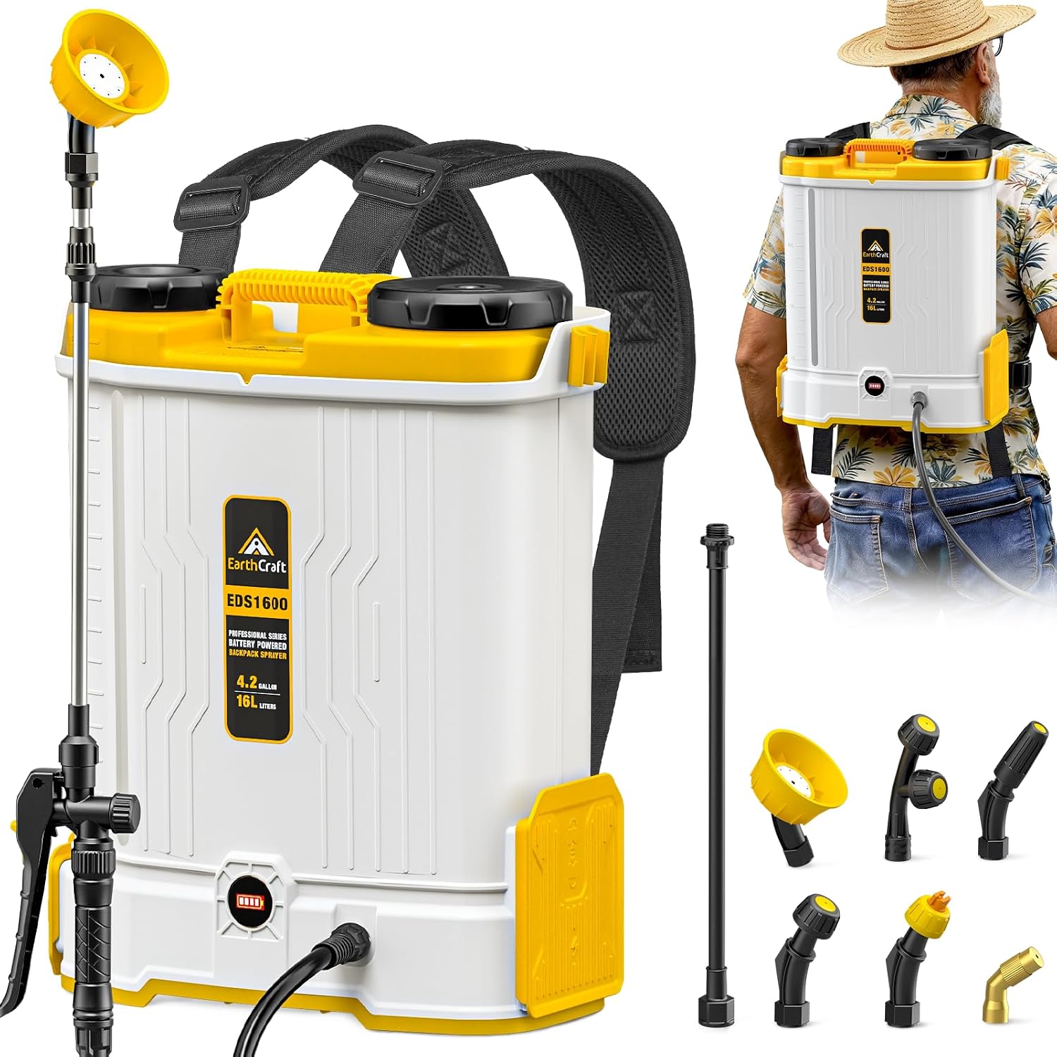 Power Tools Yard - 4,2-Gallonen-Akku-Rückensprüher, kompatibel mit DeWalt 20V-Akku (nur